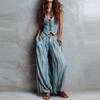 Wind Vertical Stripe Casual Vest Top Wide-leg Pants Set
