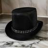 Crystal Top Hat for Musical Festival Adult All Matchiing Party Hat Unisex Headwear Stage Show Hat Roleplaying Tall Hat