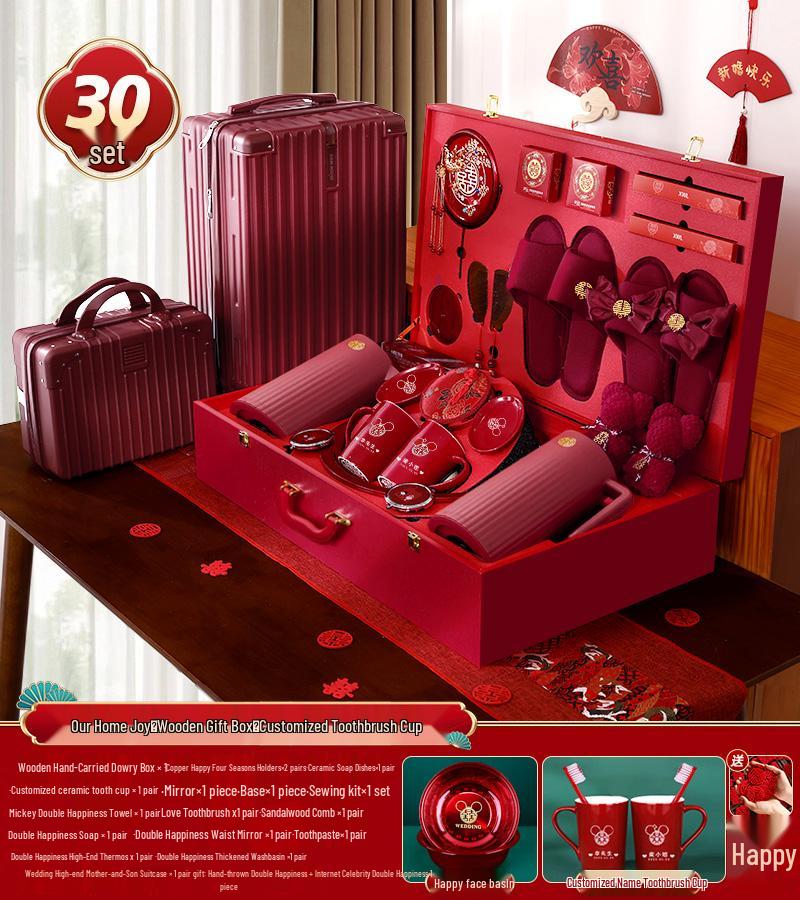Bridal Dowry Box Set: Complete Red Wedding Toiletries & Gifts