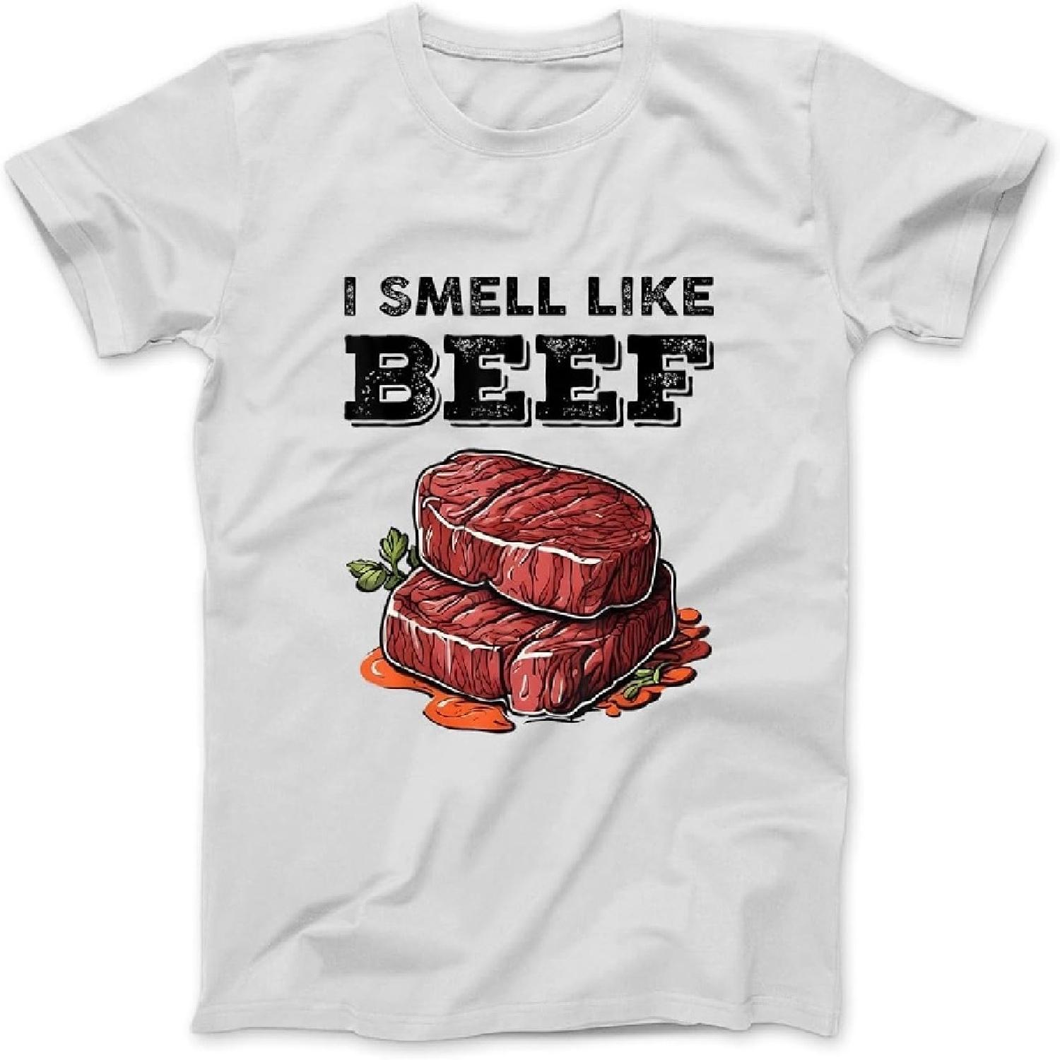 I Smell Like Beef Funny Meme Steak Meat Smoking Barbecue BBQ T-Shirt Sweatshirt Hoodie for Men Women Kids Made in Canada White XXXXXL белый