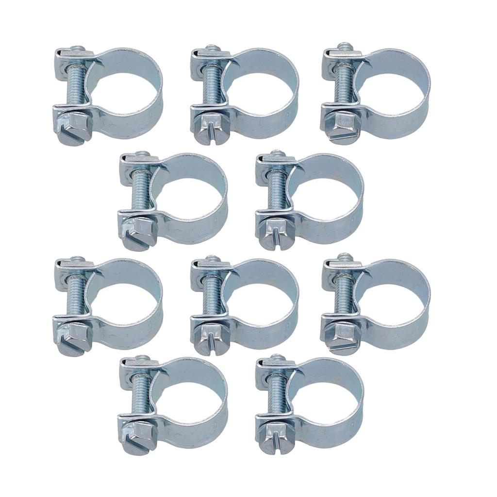 10Pcs Hose Clamp Carbon Steel 8-20mm Adjustable Mini Fuel Line For Jubilee Hose Clips Clamp Diesel Petrol Pipe Coolant Radiator