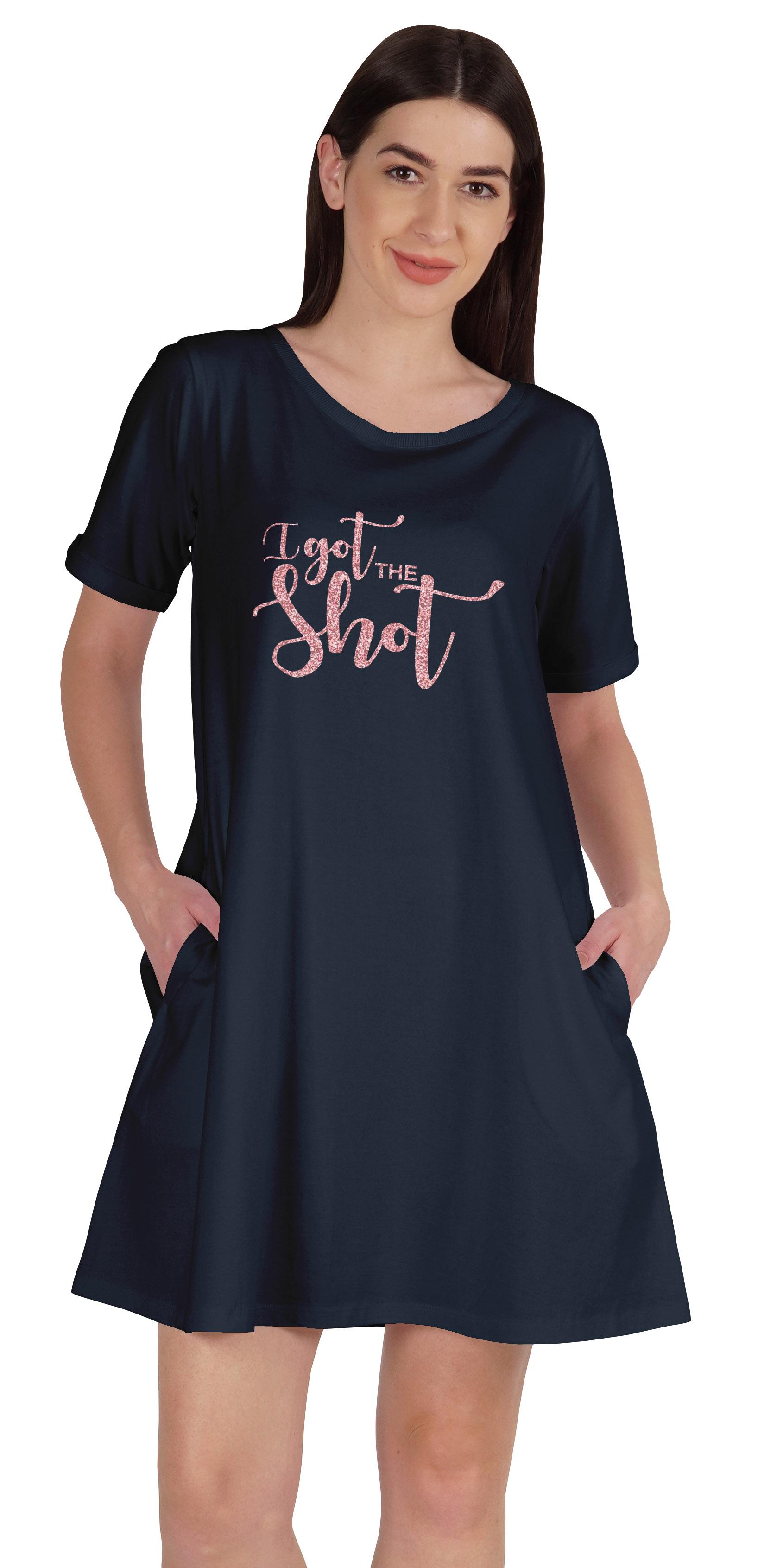 

Inkmeso Я отримав щеплення Туніка Графічні футболки З круглим вирізом Сукня З коротким рукавом XXL темно-синього кольору