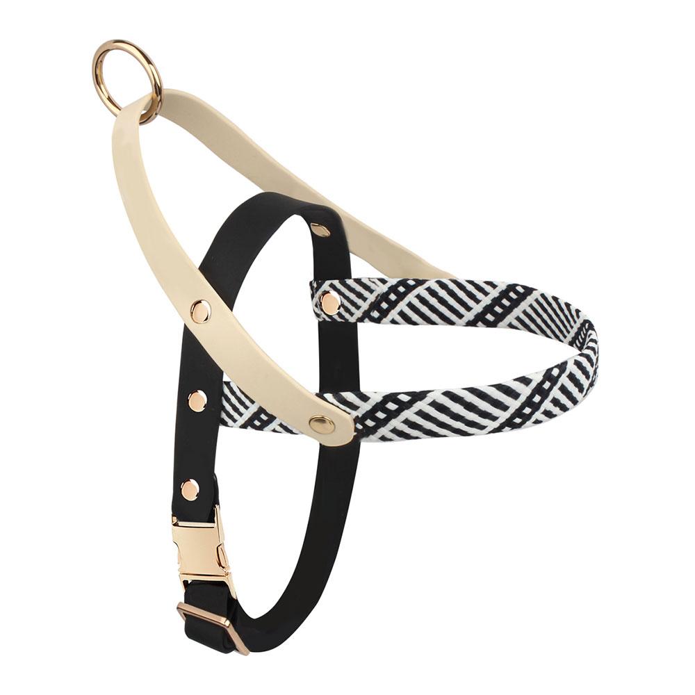 Dog Walking Simple Style Harness Pet Supplies Fashionable Black & White Striped Chest Harnesses And Leashes Set For Running Dog