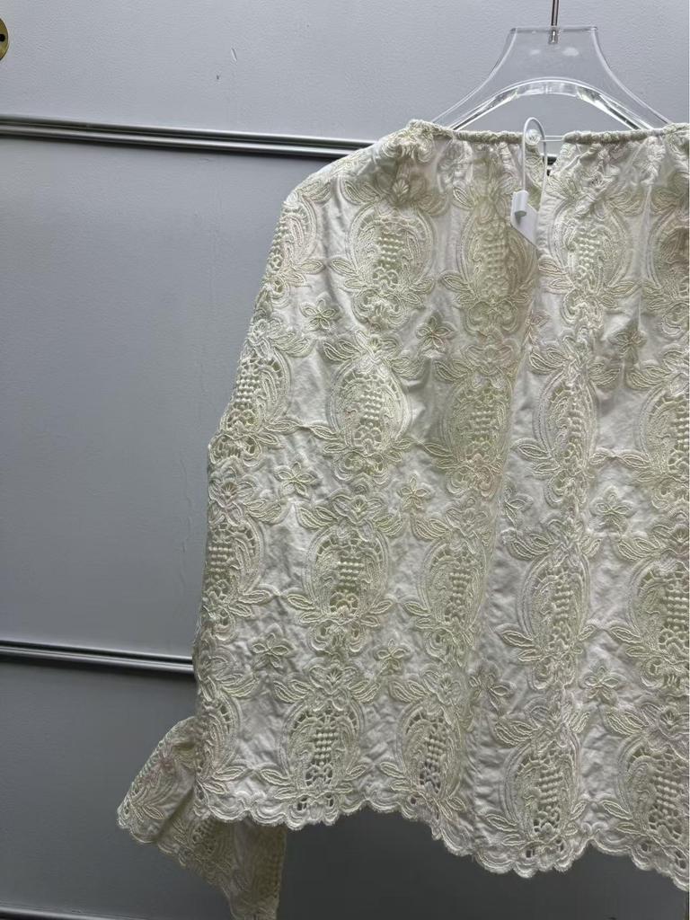 French Retro Lace Bell Sleeve Embroidered Top - Autumn/Winter Collection