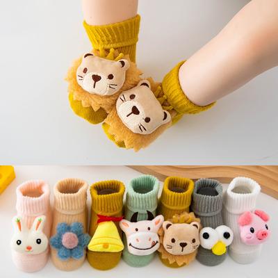 Cute Cartoon Animal Baby Socks Autumn Winter Warm Infant Mid Tube Socks Lovely Lion Rabbit Kids Non-slip Floor Socks
