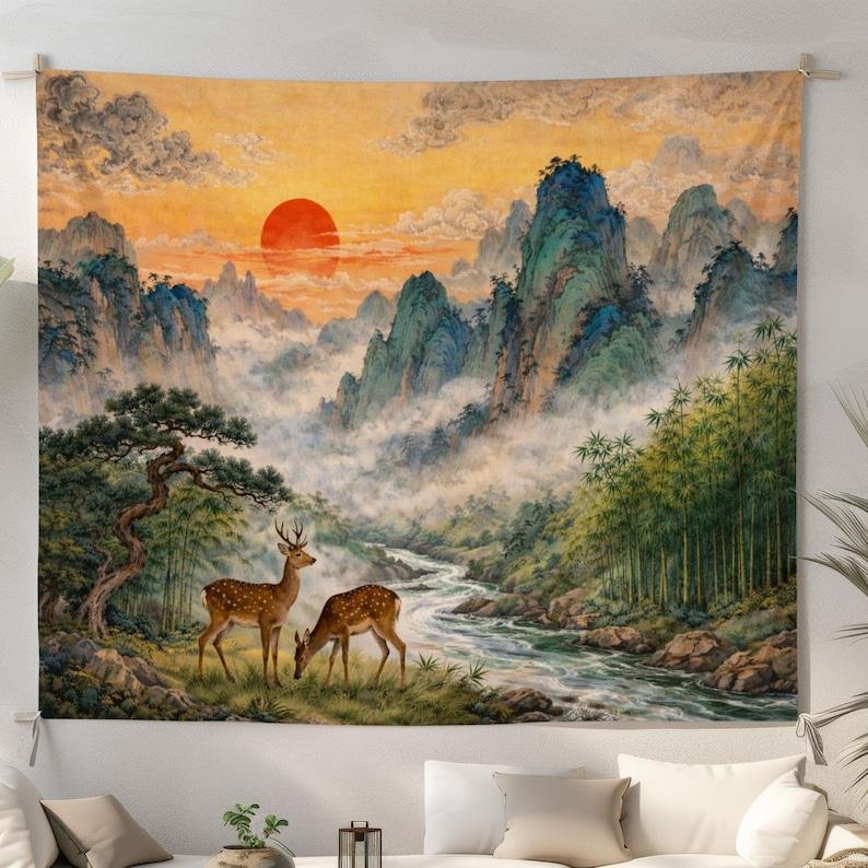 Asian mountain deer tapestry 75x100 чёрный