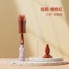 Cross-border Milk Bottle Brush Baby Silicone Bottle Brush Cleaning Brush Straw Straw Nipple Brush Set Red