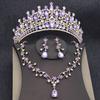 Elegant Purple Tiaras and Bridal Jewelry Sets for Women Wedding Crown Choker Necklace Earrings Set Party Jewelry Accessory