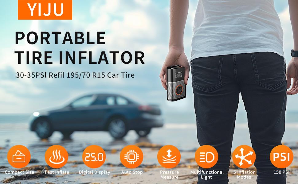Portable Car Air Pump Electric Tire Inflator Intelligent Digital Display Tire Inflator For Car Motorcycle Bicycle Air Compressor