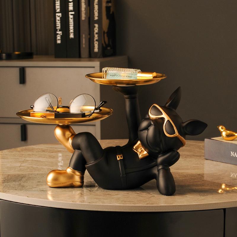 Luxurious Bulldog Key Holder and Storage Tray for Entryway Decor