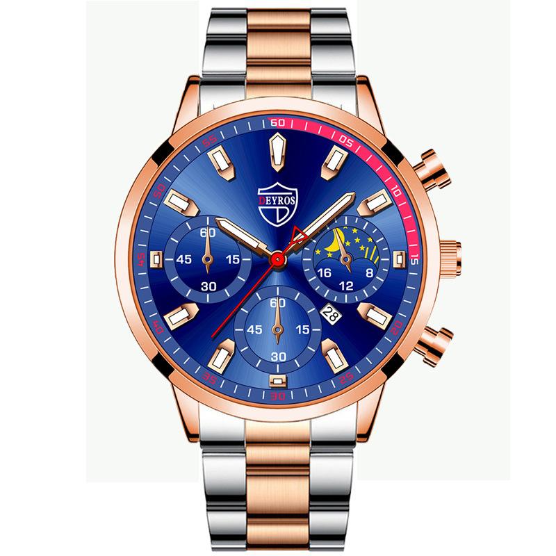 Stilvolle, einfache Uhr Herren Edelstahl Uhr Kalender Quarzuhr Herren personalisierte Casual Uhr