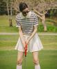 OBER GOLF Cool Stripe Polo Knit Top (Light Beige)
