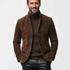 Stylish Pure Suede Real Lambskin Leather Formal Men's Handmade Blazer Brown Fit