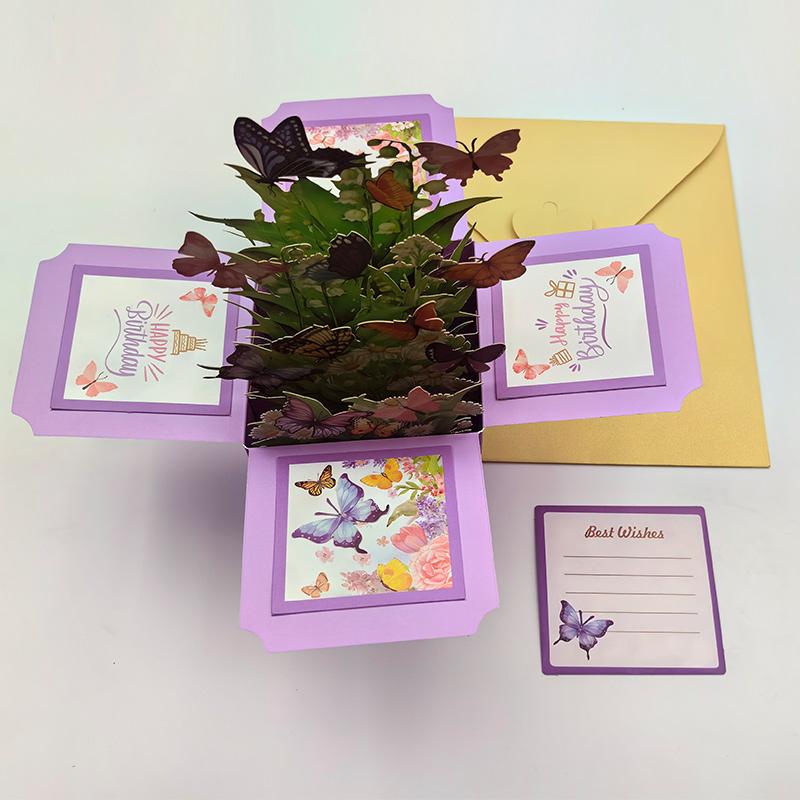 Advanced 3D Pop Up Butterfly Bouquet Card - Invitation Card For Birthday And Wedding Household Desktop Decoration  Thank You Card