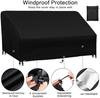 Unnosin Garden Sofa Cover Waterproof UV Resistant Silver Coated 420D Oxford Outdoor Furniture Bench Cover 3-4 Seater Black 200×93×88/64cm