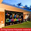 1 Piece, 2D Flat Design, 1 Spanish Birthday Party Backdrop with "Happy Birthday" Text, Indoor/outdoor Room Decoration, Wsj