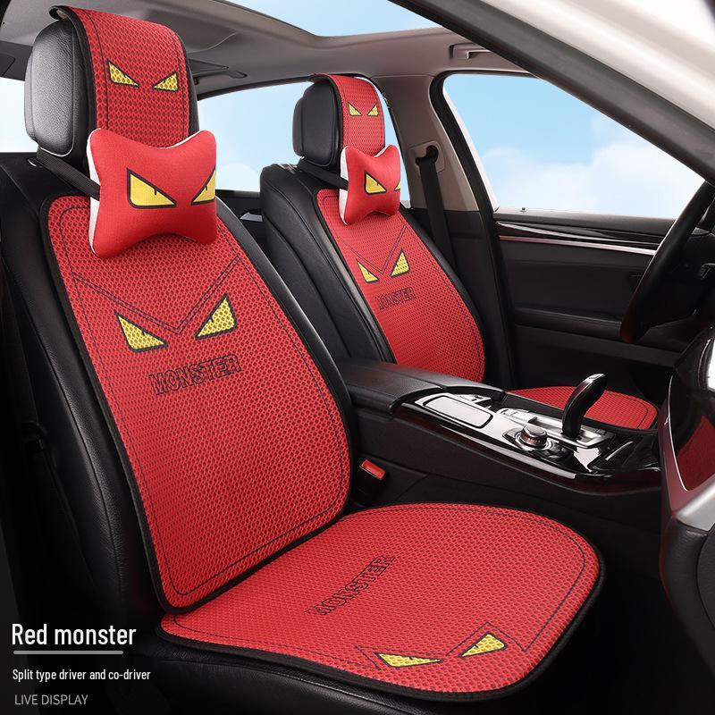 Universal Cartoon Linen Car Seat Cushion - Warm, Stylish, Four Seasons Comfort