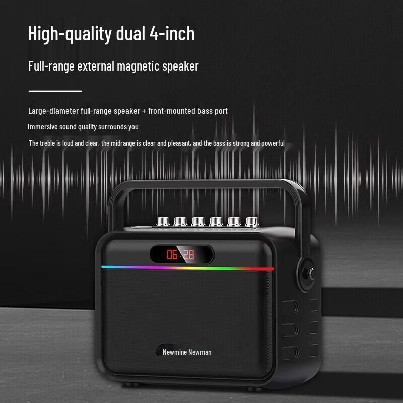 Přenosný Bluetooth karaoke reproduktor Newmine K112, čínská zástrčka (adaptér součástí dodávky)
