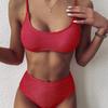 Multi-Color High-Waisted Split Bikini Swimsuit W85