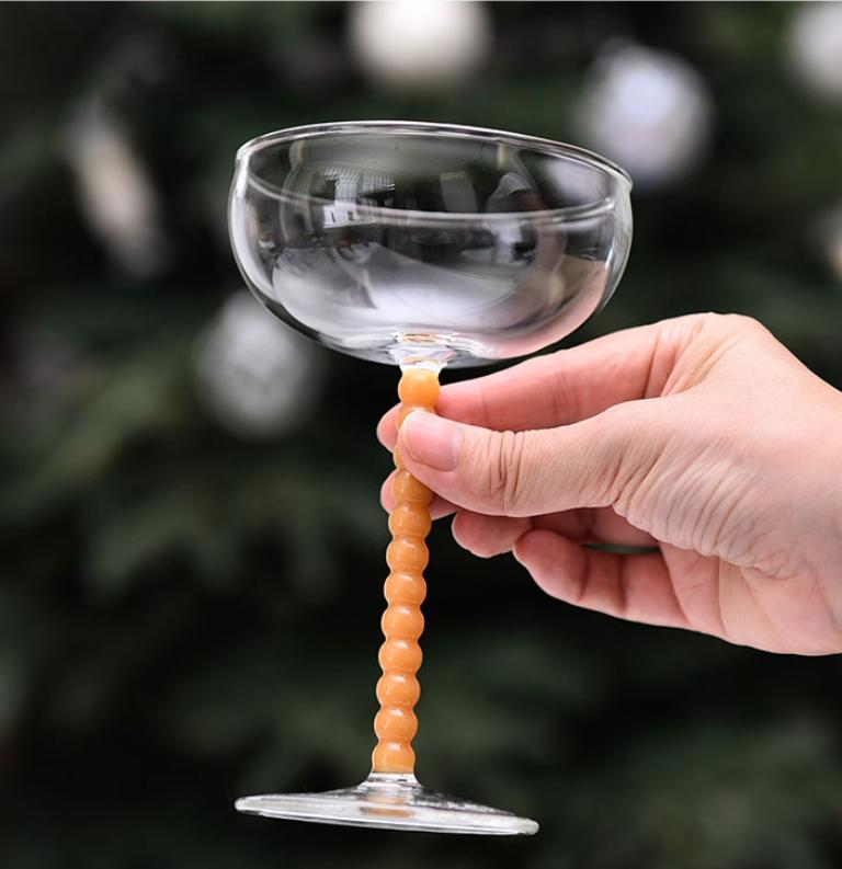 C Colored Candy Spiral Handle Goblet  Wine Glass, Cocktail Champagne Goblet Glass Drinkware Home Decoration Water Bottle Juice C