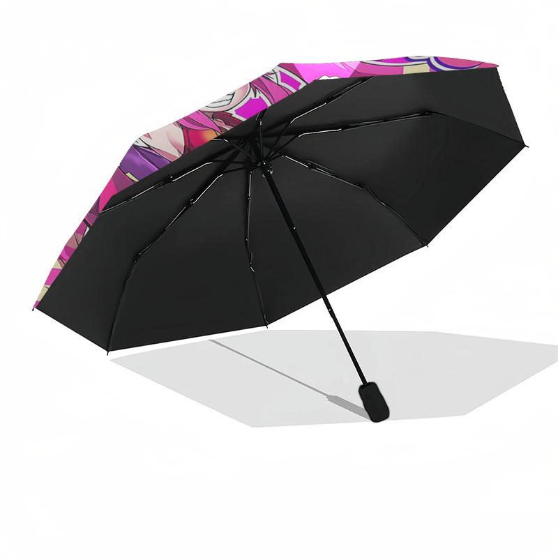 1 Stück Outdoor-Schirm mit Anime-Print - Automatisches Öffnen/Schließen, Tragbares 3-fach faltbares Design, 8-Speichen-Eisenrahmen - Perfektes Geschenk für Fans, Reisende, E