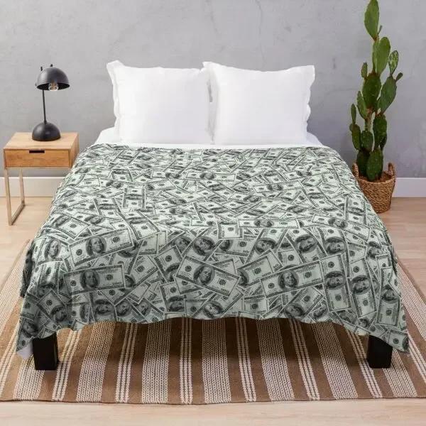 Dollar Geldschein Muster Flanelldecke Superweich Warm Leichtgewicht Königin-Größe für Bett Sofa Couch Decke für Teenager