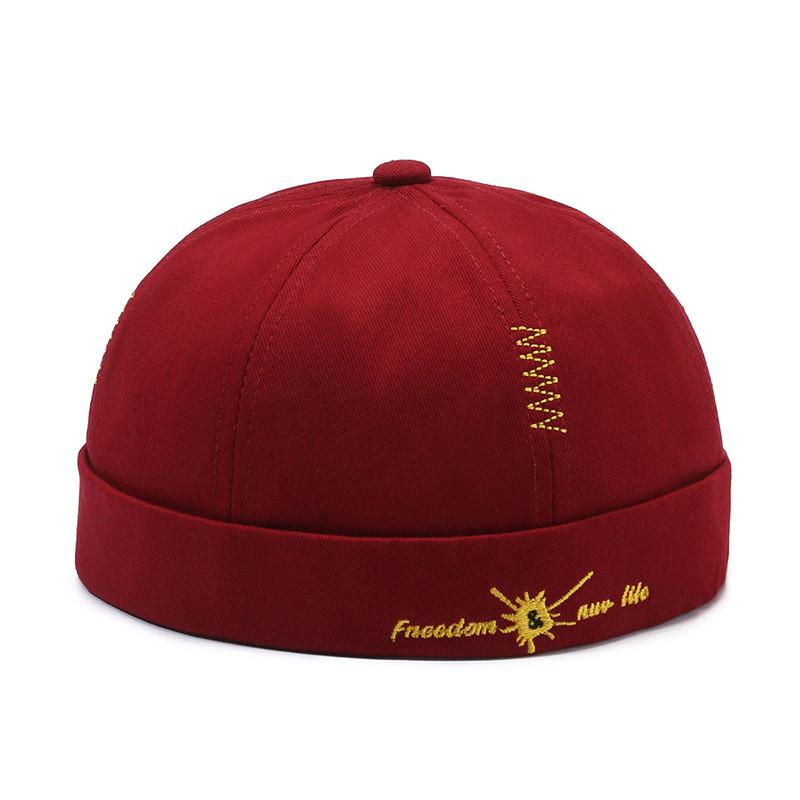 Cotton Cap Solid Color Round Top Hat Headwear Breathable Skullcap Gift Unisex