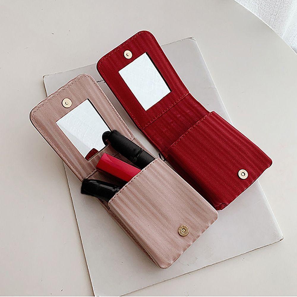 Lipstick Bag Mini Makeup Bag With Mirror Lipstick Protective Cover Lipstick Pouch Lipstick Storage Case