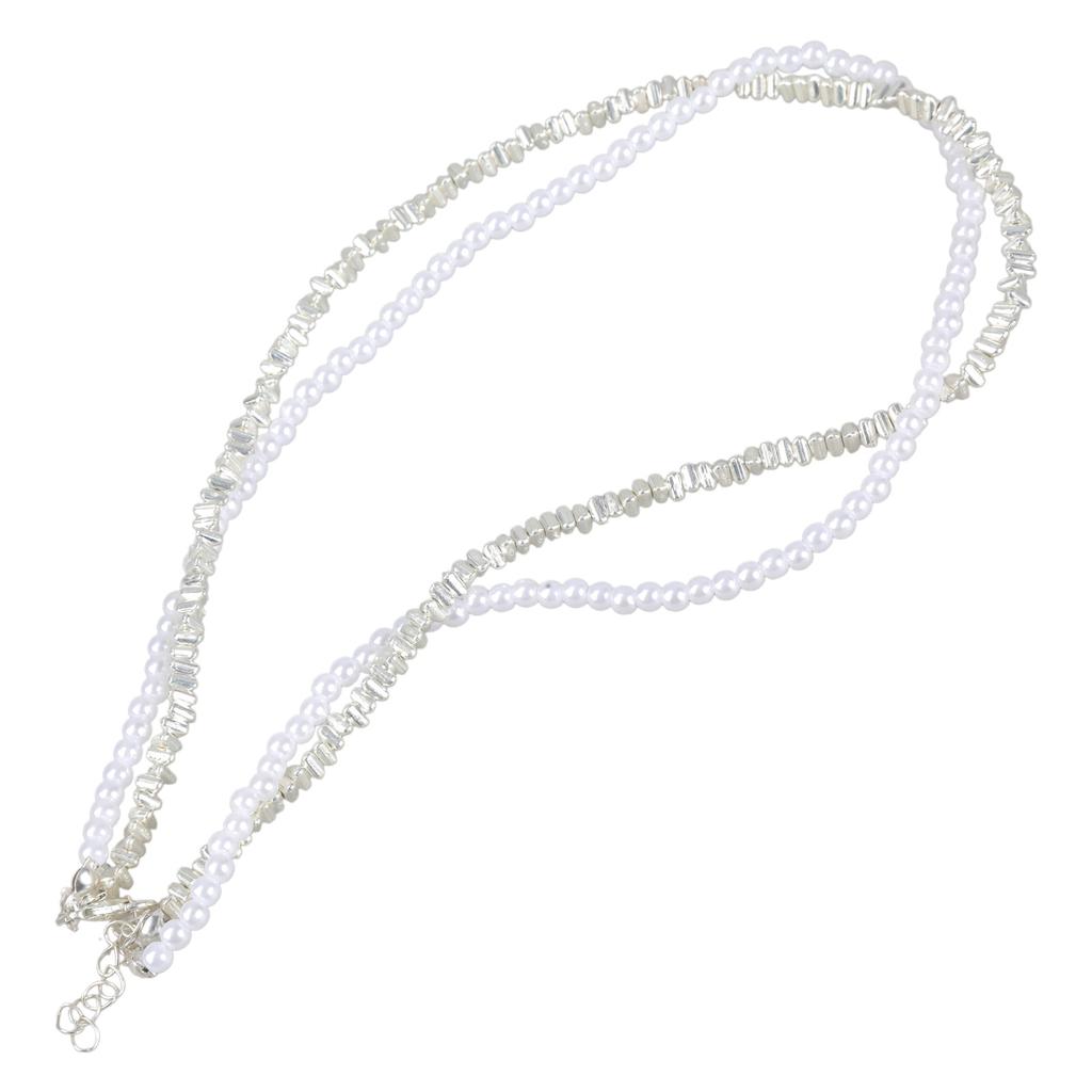 Elegant Two Layer Pearls Neck Chain with Easy To Use Magnetic Closure Adjustable Neckchain for Daily and Formal Wear
