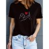 Women Y2K Puppy Heart Print T-Shirt Round Neck Short Sleeve Pet Lover All-Season Casual Machine-Washable Layering Top