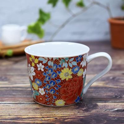 Waza No Kura Kutani Ware Made In 60th Birthday Gift Mug, Flower-Packed Red, Ceramic, High-end Brand, Tableware, Japan,