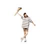 Anta Striped Round Neck Loose Short Sleeve Drop Shoulder T-Shirt Men Tops Snow-White Majestic-Gray 152428129-1