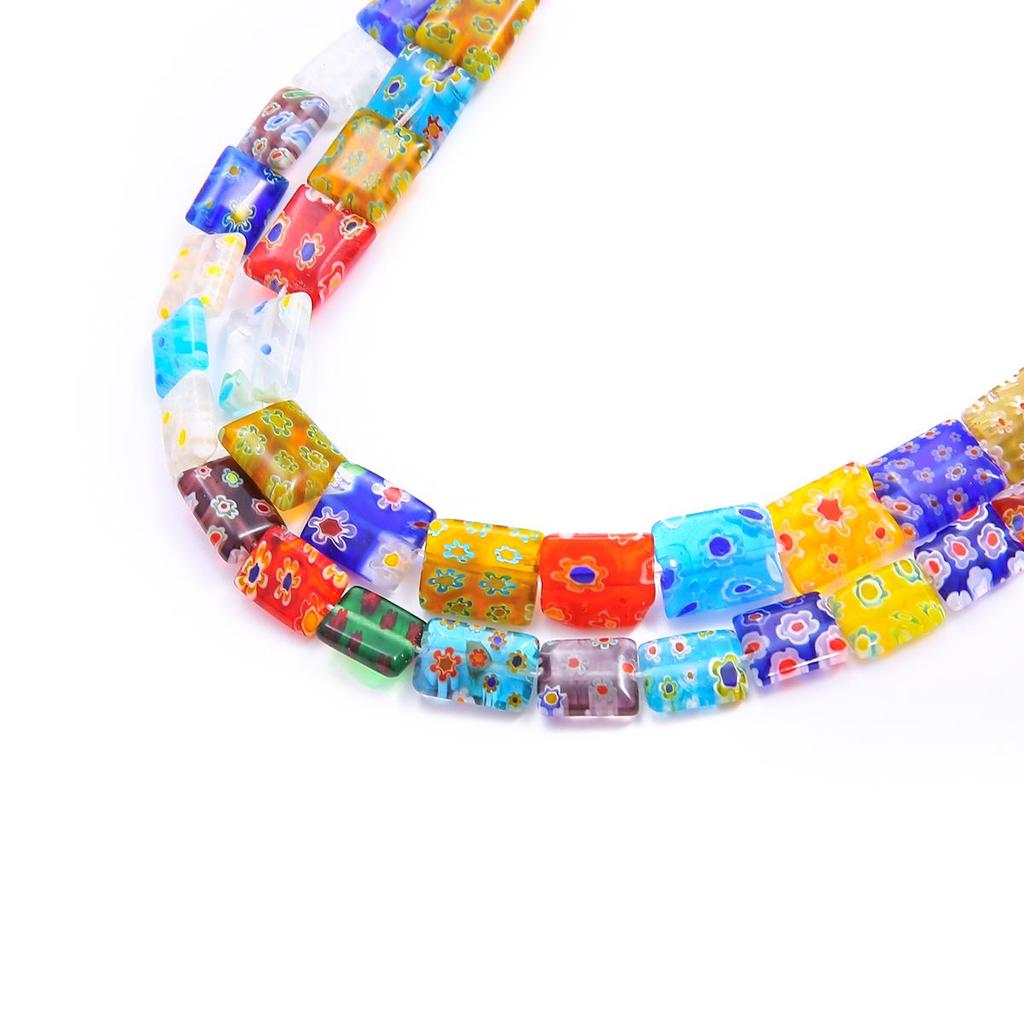 Kolorowy cylinder spłaszczony prostopadłościan w kształcie kropli wody koraliki luźne Lampwork przeszklone koraliki szklane do samodzielnego tworzenia biżuterii