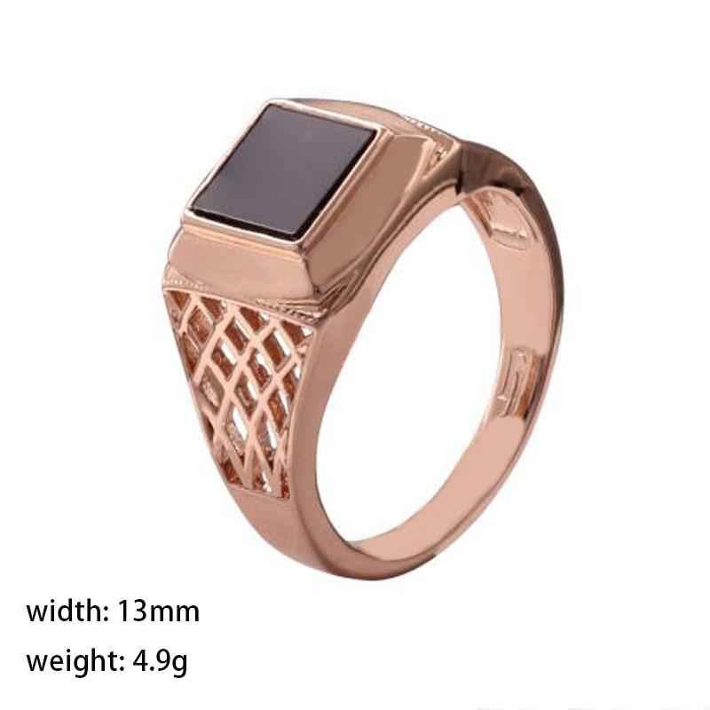 Men Large Size 585 Rose Gold Half Black Wedding Party Ring