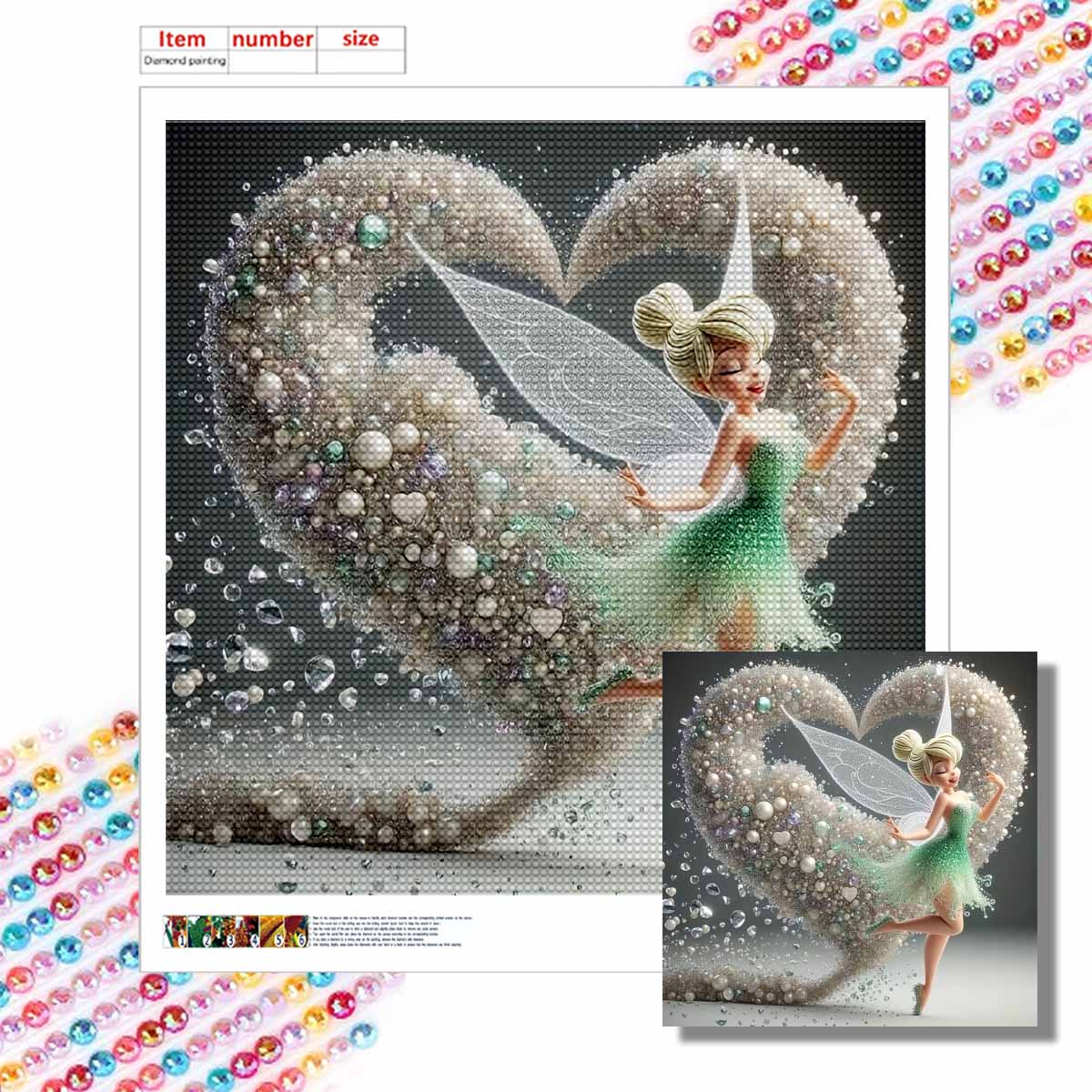 

Алмазная живопись своими руками Круглые алмазы Любовь и феи Полная алмазная мозаика Украшение для дома Живопись Набор для вышивания крестом Round 20x20cm
