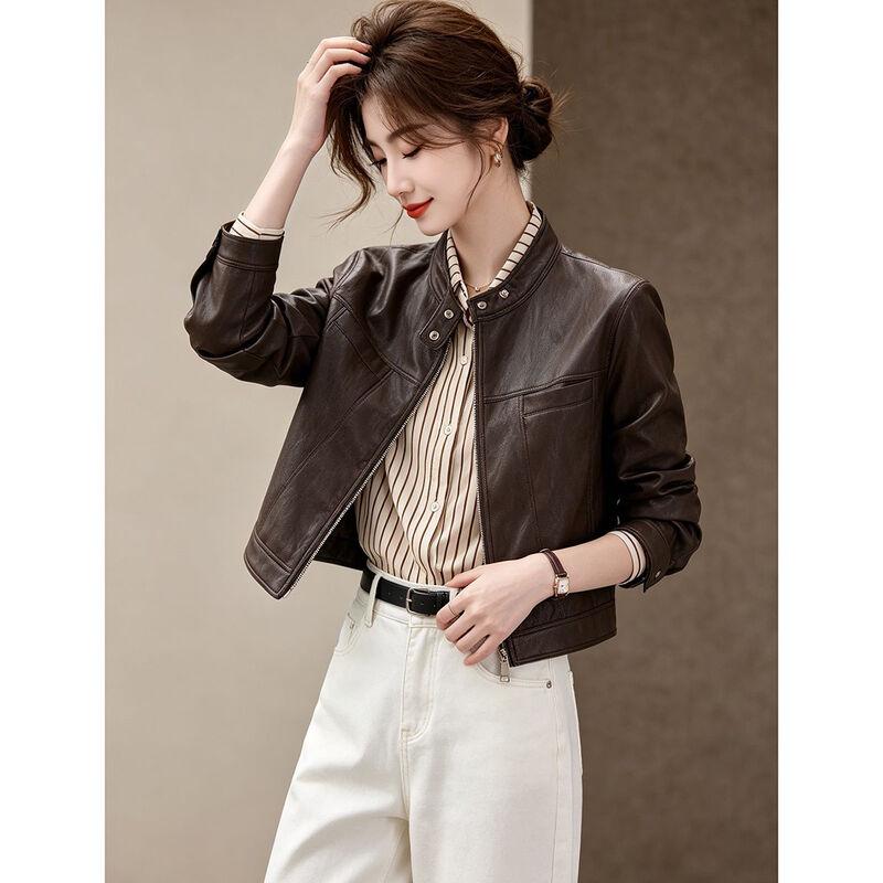 D.F.DEAR Women's Retro Stand Collar Short Jacket