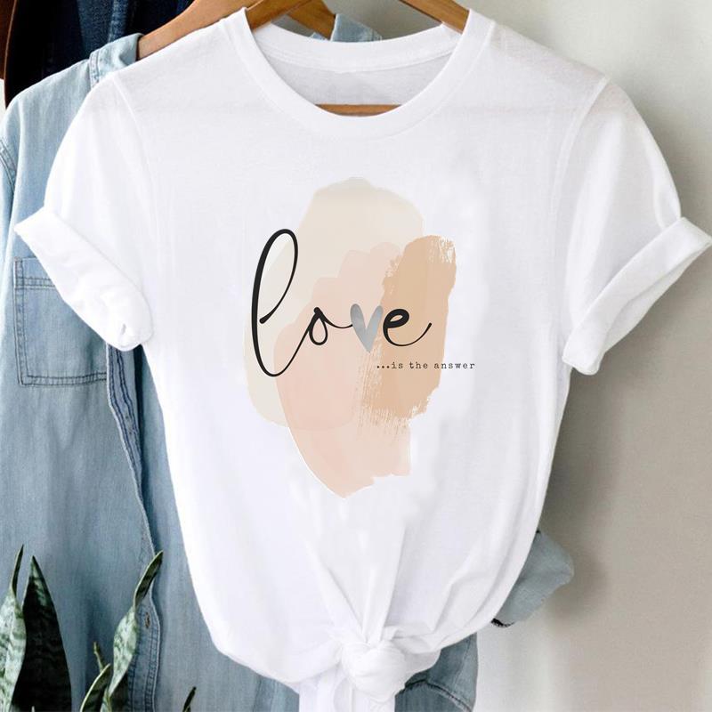 (Asian Size) Women Printed Tee Fashion Lady love letter style  Clothing Casual T Shirt Female Top Graphic Short Sleeve T-shirts