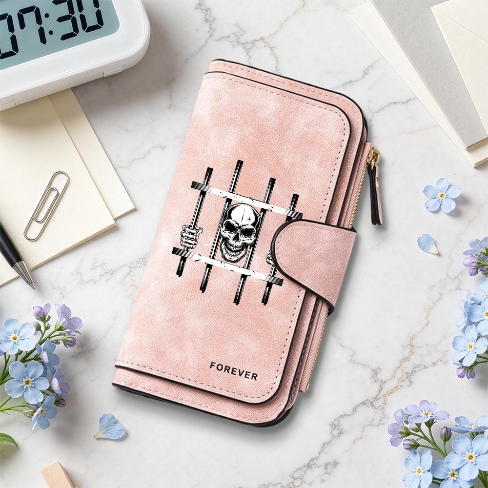 Gothic Skull Print Long Wallet Forever Style Multi Slot Card Holder