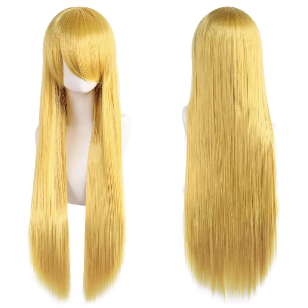 80cm Dlouhé Syntetické Bílé Fialové Cosplay Paruky Zelené Vlasy Rovné Stříbrná Paruka Růžový Příčesek Lolita Paruka s Ofinou