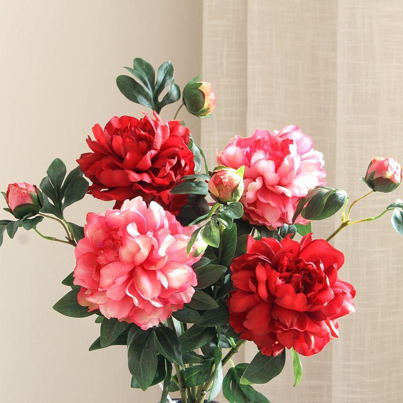 Silk Peony Bouquet - Artificial Floral Arrangement for Home Decor & Photo Props