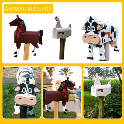 New Unique Horse Cow Chicken Mailbox, Funny Animals Post Box, Handmade Custom Weather-proof Mailbox Sculptures, Creative Personalized Design Mailbox