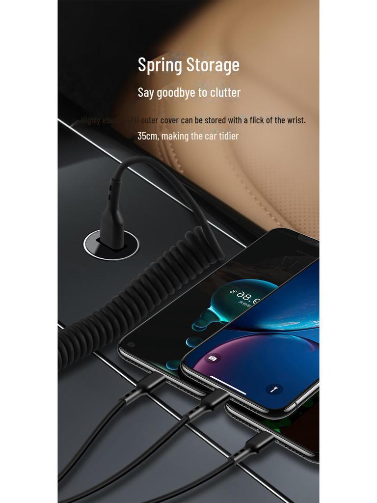 Cablu auto retractabil 3-în-1 de încărcare super rapidă 6A