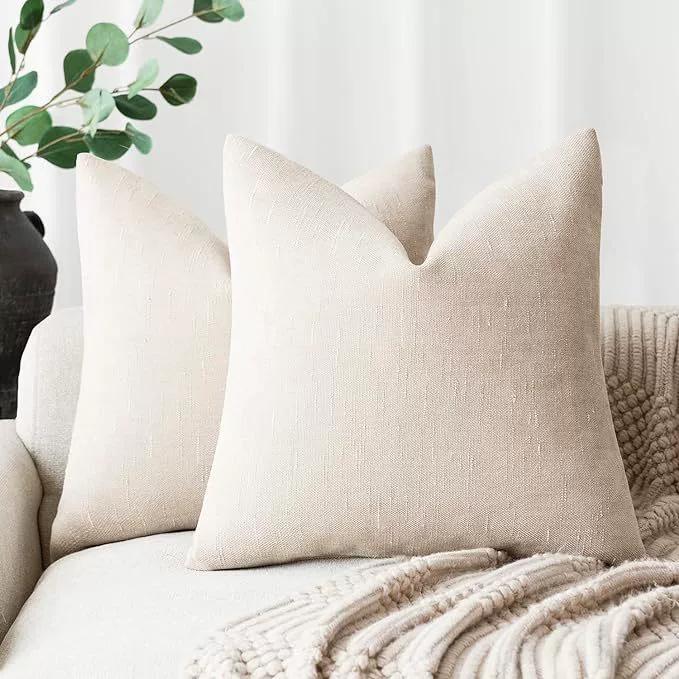 Confezione da 2 Federe Morbide Testurizzate per Cuscini Decorativi Quadrati Accent Cuscino Monocolore Federa per Cuscino Accogliente Stile Rustico con Cerniera per Divano