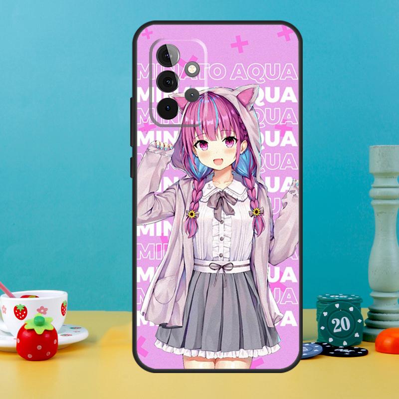 Minato Aqua Hololive Case For Samsung Galaxy A25 A54 A34 A14 A52 A32 A12 A13 A33 A53 A15 A16 A36 A56 A26 A05 A35 A55