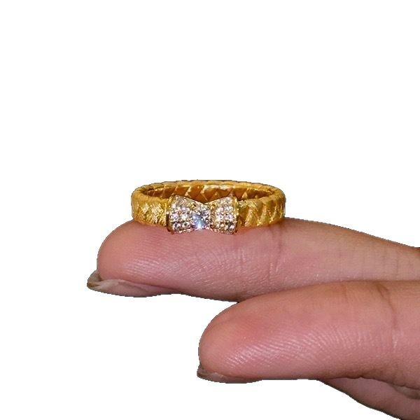 Craft Brushed Bow Ring, Woven Diamond-Set Niche Design, Light Luxury, High-End Temperament Ring