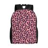 Back To School Season Portable Coral And Pink Leopard Print Daypack Leopard Print Girl Boy Knapsack Backpack