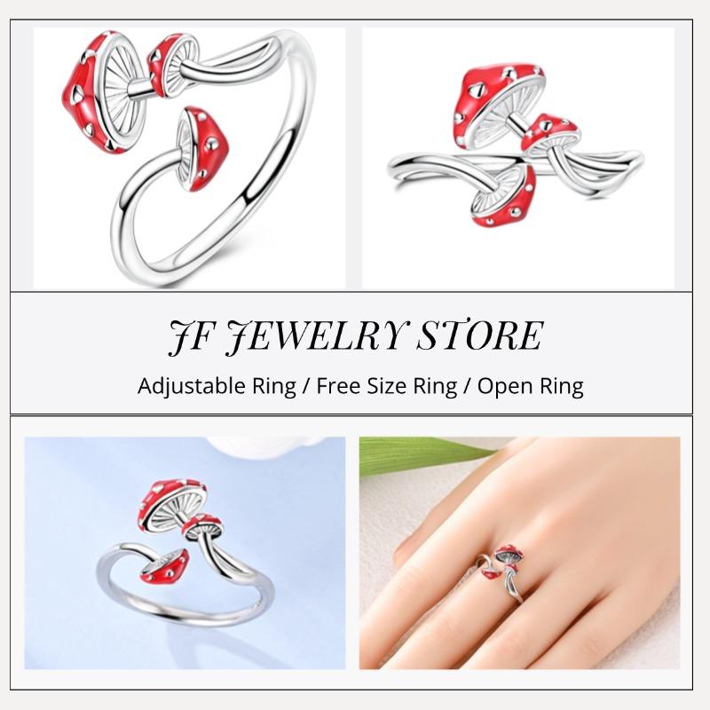 Free Size Ring For Women S925 Silver Original Blue Eyes Dragon Bee Shell Cherry Adjustable Rings Clover Chain Open Ring Jewelry