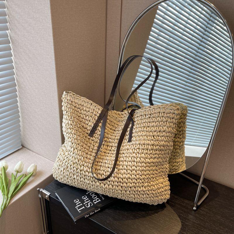Handwoven Large Capacity Straw Tote Bag for Women - Spring/Summer Shoulder Bag for Commute & Beach