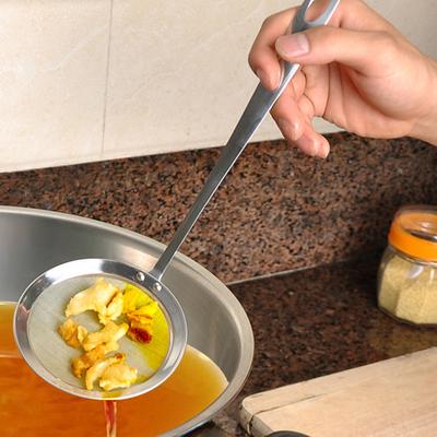 Stainless Steel Fat Skimmer Spoon Fine Mesh Strainer Ladle Oil-Frying Filter Spoon for Kitchen Frying Food