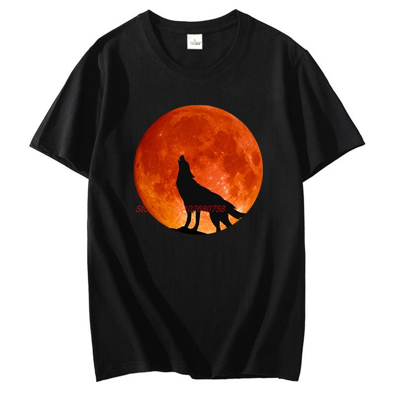 Wolf Moon Funny Shirts Graphic Tee Fashion For Unisex Tops Tshirt New Arrival Goods High Quality Short Sleeve Tee Cotton Tshirt